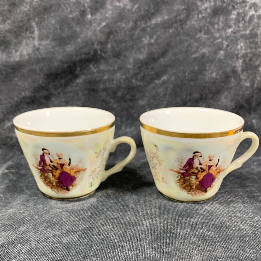 GNA Fine Porcelain Elegant Gold Rimmed mini Teacups with Vintage Design